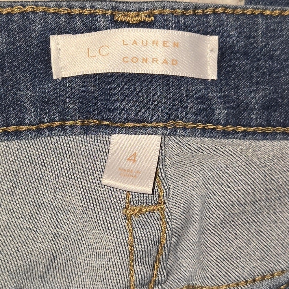 LC Lauren Conrad Dark Wash Distressed Skinny Ankle Jeans Size 4 - Picture 4 of 4